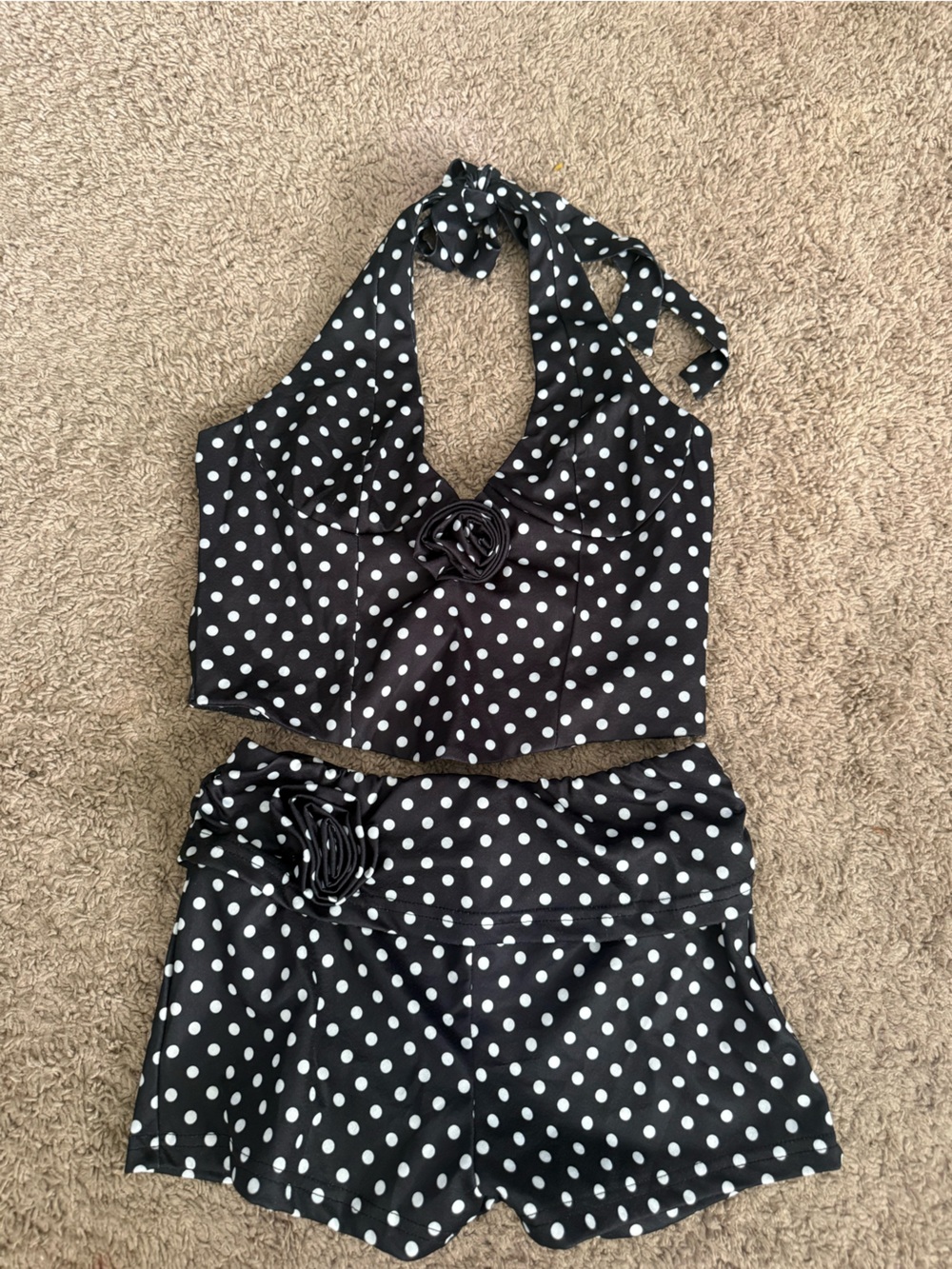 Black & White Polka Dot Two-Piece Set